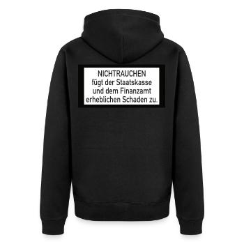 Nichtrauchen Dampfen - Unisex Premium Bio Zip Hoodie - Schwarz - Hinten - Nico (187cm)