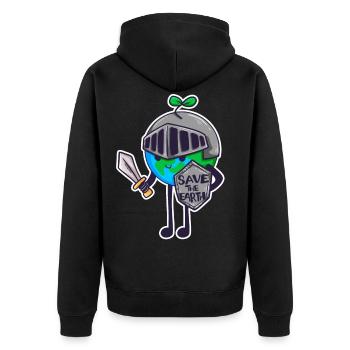 Ritter Save The Earth Natur Umwelt Kinder Geschenk - Unisex Premium Bio Zip Hoodie - Schwarz - Hinten - Nico (187cm)