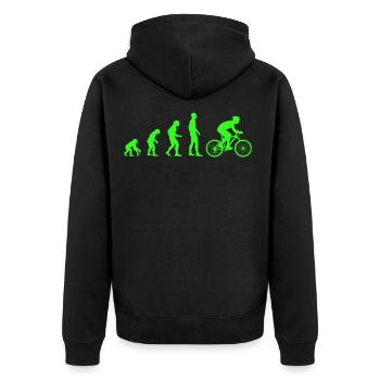 Neon Fahrraddesign Fahrrad Geschenk Radsport - Unisex Premium Bio Zip Hoodie - Schwarz - Hinten - Nico (187cm)