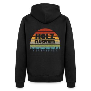 Forstwirt Waldarbeiter Holz Flüsterer Vintage - Unisex Premium Bio Zip Hoodie - Schwarz - Hinten - Nico (187cm)