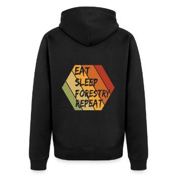 Forstwirt Waldarbeiter Holz machen Geschenk - Unisex Premium Bio Zip Hoodie - Schwarz - Hinten - Nico (187cm)