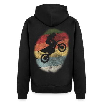 Motorrad Motorradfahrer Motorad - Unisex Premium Bio Zip Hoodie - Schwarz - Hinten - Nico (187cm)