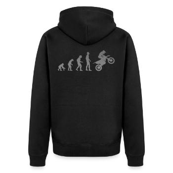 Motorrad Motocross Motorradfahrer Evolution - Unisex Premium Bio Zip Hoodie - Schwarz - Hinten - Nico (187cm)