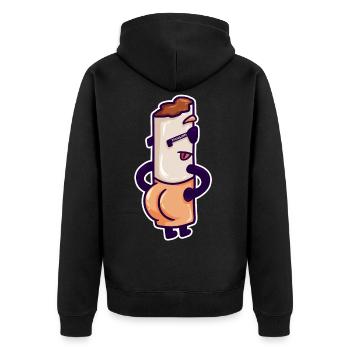 Zigarette Rauchen Kippe Feuer Sucht Comic Geschenk - Unisex Premium Bio Zip Hoodie - Schwarz - Hinten - Nico (187cm)