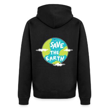 Climate Change Save The Earth Environmental Protection Gift - Unisex Premium Organic Zip Hoodie - black - Back - Nico (187cm)