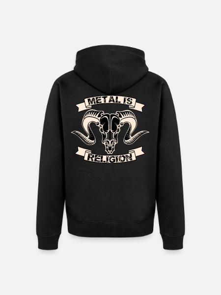 Metal skull religion - Unisex Premium Organic Zip Hoodie - black