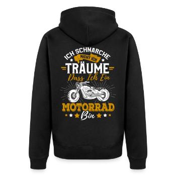 Lustiges Motorrad Sprüche Bike Spruch Geschenk - Unisex Premium Bio Zip Hoodie - Schwarz - Hinten - Nico (187cm)
