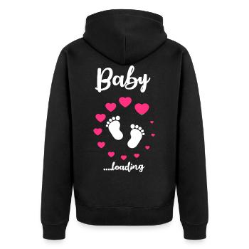 Baby Loading Geschenkidee Geschenk - Unisex Premium Bio Zip Hoodie - Schwarz - Hinten - Nico (187cm)