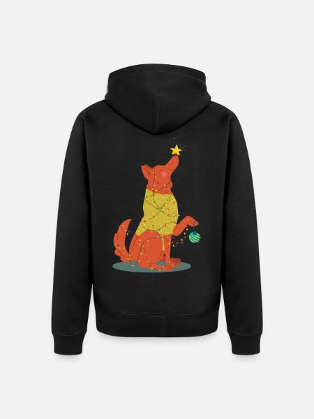 Hund Weihnachten - Unisex Premium Bio Zip Hoodie - Schwarz