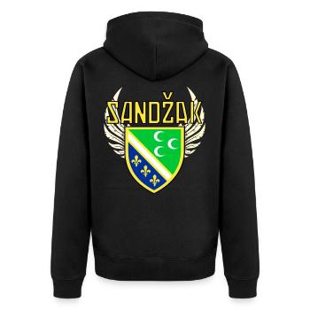 Sandzak Balkan State. Sandzak Style Flag. - Unisex Premium Bio Zip Hoodie - Schwarz - Hinten - Nico (187cm)