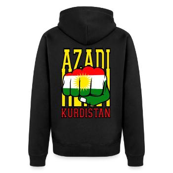 Kurdistan Power. Azadi Kurdistan, Free Kurdistan - Unisex Premium Bio Zip Hoodie - Schwarz - Hinten - Nico (187cm)