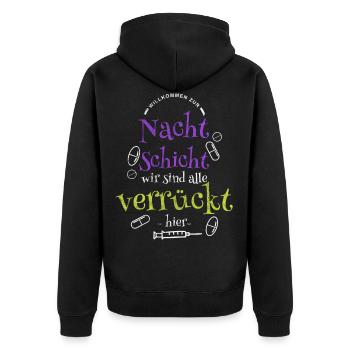 Krankenschwester Nachtschicht Krankenpfleger - Unisex Premium Bio Zip Hoodie - Schwarz - Hinten - Nico (187cm)