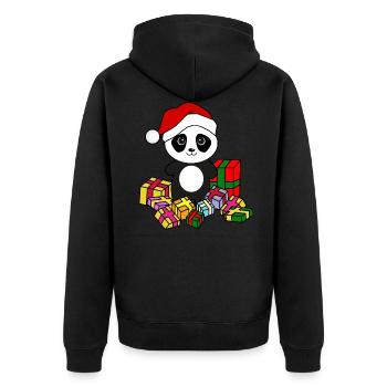 Panda with Christmas presents. Christmas - Unisex Premium Organic Zip Hoodie - black - Back - Nico (187cm)