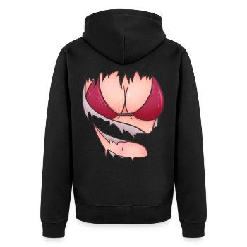Women's Breasts Titties Tits Funny Party - Unisex Premium Organic Zip Hoodie - black - Back - Nico (187cm)