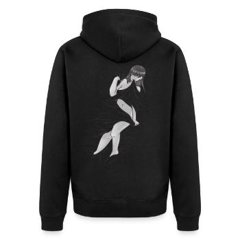 nackte Frau Bettdecke lustiges zudecken Spaß - Unisex Premium Bio Zip Hoodie - Schwarz - Hinten - Nico (187cm)