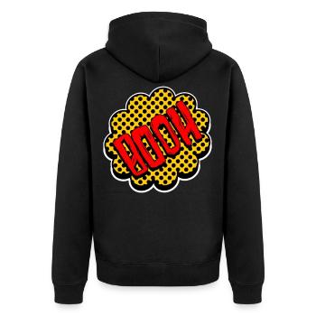 Comic Booh - Unisex Premium Bio Zip Hoodie - Schwarz - Hinten - Nico (187cm)