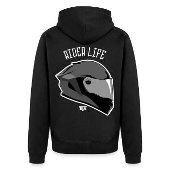 Motorcycle Biker Rider life - Unisex Premium Organic Zip Hoodie - black - Back - Nico (187cm)
