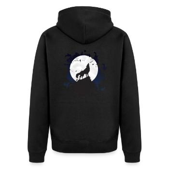 Loup pleurnicheur à la pleine lune - Veste à capuche bio Premium Unisexe - noir - Dos - Nico (187cm)
