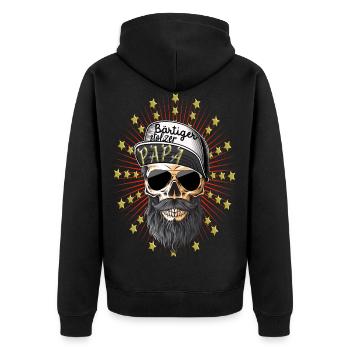 Papa stolz Bart Bärtiger Papa - Unisex Premium Bio Zip Hoodie - Schwarz - Hinten - Nico (187cm)