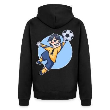 Junge Torwart Parade Fussball Sport Kind Geschenk - Unisex Premium Bio Zip Hoodie - Schwarz - Hinten - Nico (187cm)