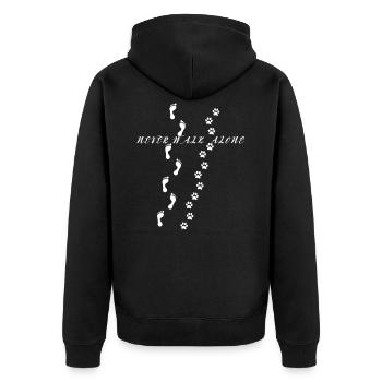 Never Walk Alone Hund Dog Shirt - Unisex Premium Organic Zip Hoodie - black - Back - Nico (187cm)