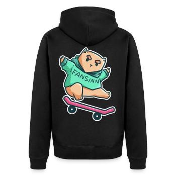 Cat Skateboard Tricks Halfpipe Pet Gift - Unisex Premium Organic Zip Hoodie - black - Back - Nico (187cm)