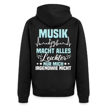 Musik Alles Leichter - Nur Mich Irgendwie Nicht - Unisex Premium Bio Zip Hoodie - Schwarz - Hinten - Nico (187cm)