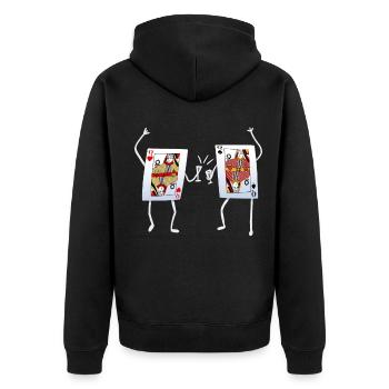 Poker Kartenspiel Spielkarte Dame - Unisex Premium Bio Zip Hoodie - Schwarz - Hinten - Nico (187cm)