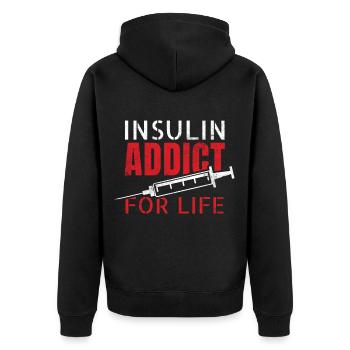 Insulin Diabetes Diabetics - Unisex Premium Organic Zip Hoodie - black - Back - Nico (187cm)
