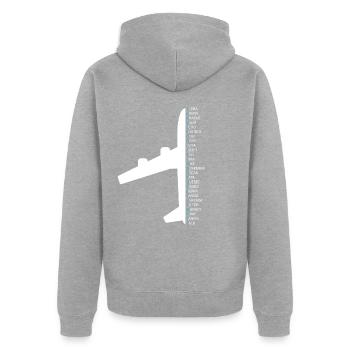 Contrôleur de la circulation aérienne pilote alphabet phonétique - Veste à capuche bio Premium Unisexe - gris chiné - Dos - Nico (187cm)
