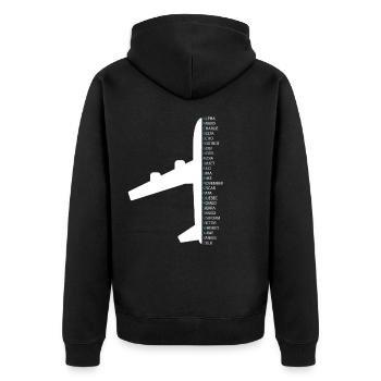 Contrôleur de la circulation aérienne pilote alphabet phonétique - Veste à capuche bio Premium Unisexe - noir - Dos - Nico (187cm)
