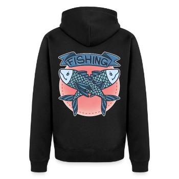 Pêche poissons lac rivière étang nageoire appât cadeau - Veste à capuche bio Premium Unisexe - noir - Dos - Nico (187cm)