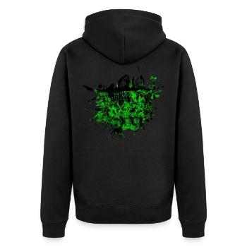 Lustiger Glitch Bug Farbfleck Splash Geschenk - Unisex Premium Bio Zip Hoodie - Schwarz - Hinten - Nico (187cm)