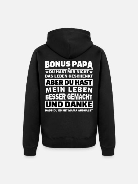 Stiefvater Geschenk Spruch - Unisex Premium Bio Zip Hoodie - Schwarz