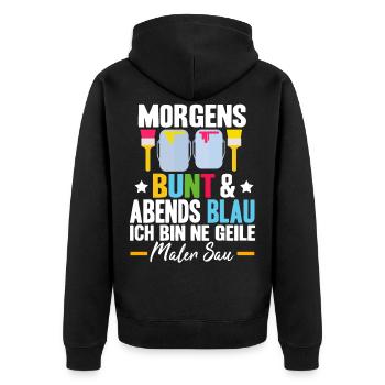 Lustig Maler Lackierer Spruch Beruf Geek Geschenke - Unisex Premium Bio Zip Hoodie - Schwarz - Hinten - Nico (187cm)