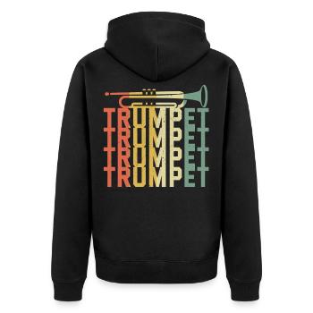 Retro Trompeter Trumpeter Geschenkidee Jazz - Unisex Premium Bio Zip Hoodie - Schwarz - Hinten - Nico (187cm)