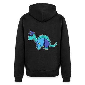 Dinosaurier Polizei Officer Uniform Geschenk - Unisex Premium Bio Zip Hoodie - Schwarz - Hinten - Nico (187cm)