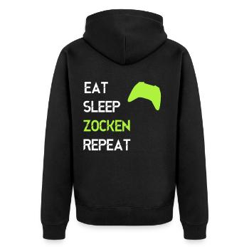 Eat Sleep Zocken Repeat Gamer Gaming Video Games - Unisex Premium Organic Zip Hoodie - black - Back - Nico (187cm)