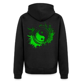 Nature Ying Yang Environmental Protection Balance - Unisex Premium Organic Zip Hoodie - black - Back - Nico (187cm)