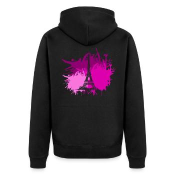 Paris Eifelturm Splash Farbfleck Geschenk - Unisex Premium Bio Zip Hoodie - Schwarz - Hinten - Nico (187cm)