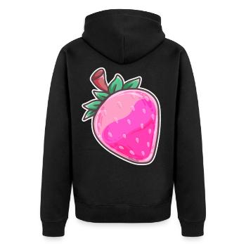Fraise végétal bio sain sain délicieux rose bonbon - Veste à capuche bio Premium Unisexe - noir - Dos - Nico (187cm)