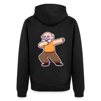 Grandpa dabbing father man music old pension gift - Unisex Premium Organic Zip Hoodie - black - Back - Nico (187cm)