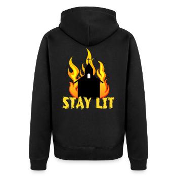 A Unique Lit Tee For Amazing People "Stay Lit" - Unisex Premium Organic Zip Hoodie - black - Back - Nico (187cm)