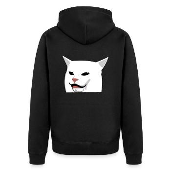Cat memes at the table - Unisex Premium Organic Zip Hoodie - black - Back - Nico (187cm)