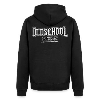 oldschool inside shirt hiphop - Unisex Premium Organic Zip Hoodie - black - Back - Nico (187cm)