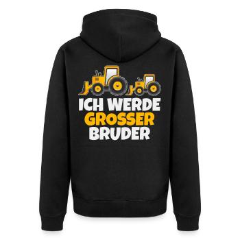 Traktor Bruder Trecker Baby Geschwister Geschenk - Unisex Premium Bio Zip Hoodie - Schwarz - Hinten - Nico (187cm)