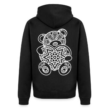 Mandala Bär Geschenkidee Frauen Kinder Männer - Unisex Premium Bio Zip Hoodie - Schwarz - Hinten - Nico (187cm)