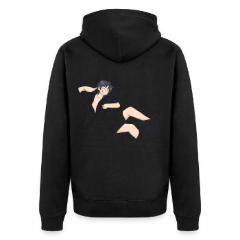 Homme nu allongé au lit avec une couverture - Veste à capuche bio Premium Unisexe - noir - Dos - Nico (187cm)