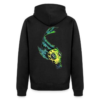 Fish in gas mask Pollution in the sea - Unisex Premium Organic Zip Hoodie - black - Back - Nico (187cm)