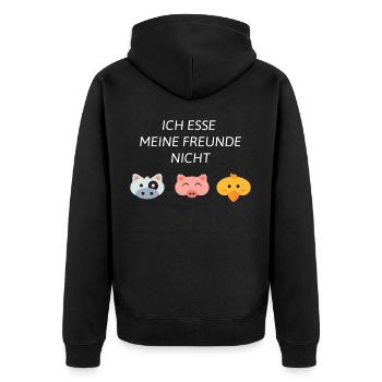 Tierschutz vegan - Unisex Premium Bio Zip Hoodie - Schwarz - Hinten - Nico (187cm)